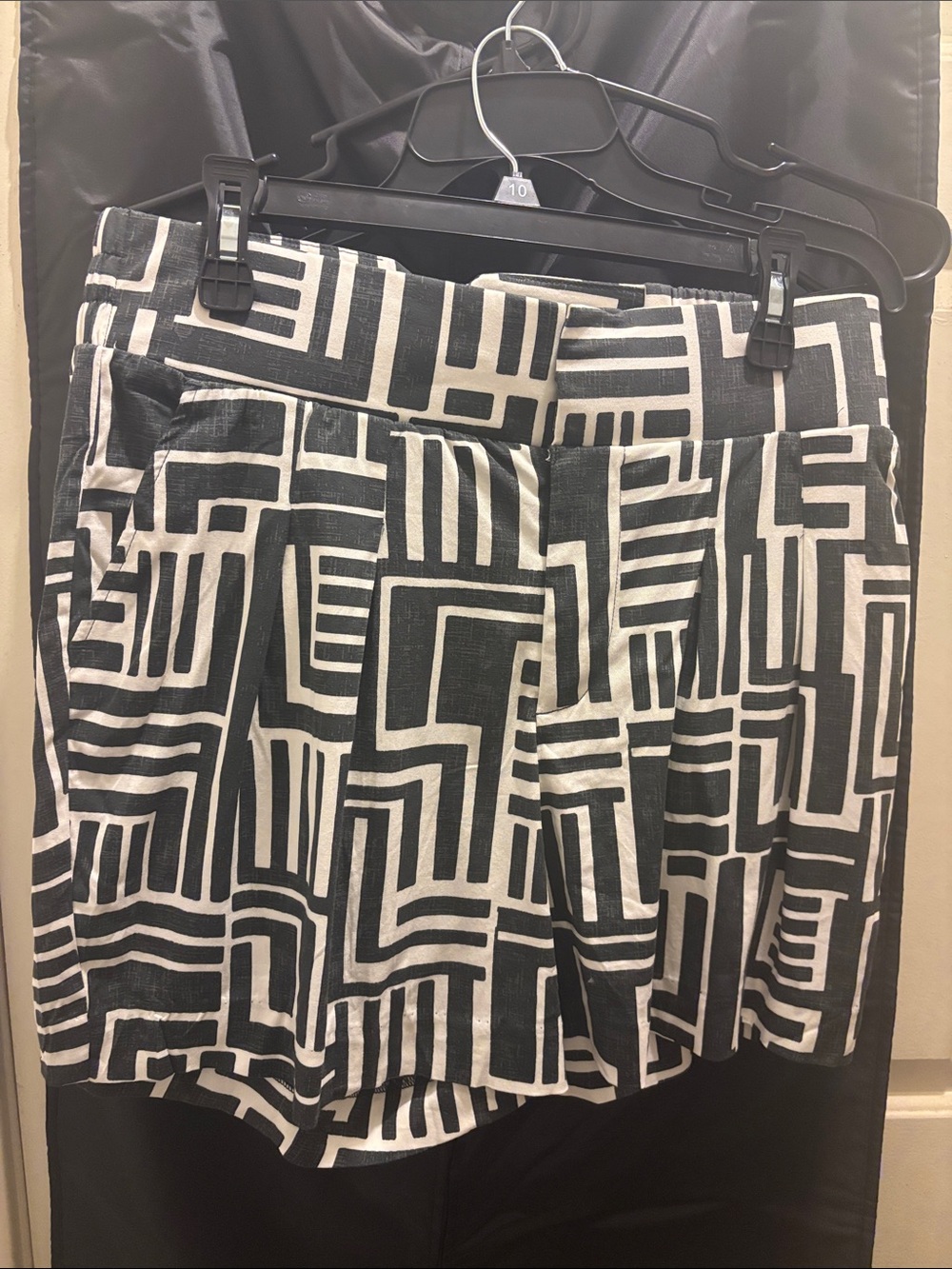 torrid Black and White High-Waist Geometric Pleated Shorts